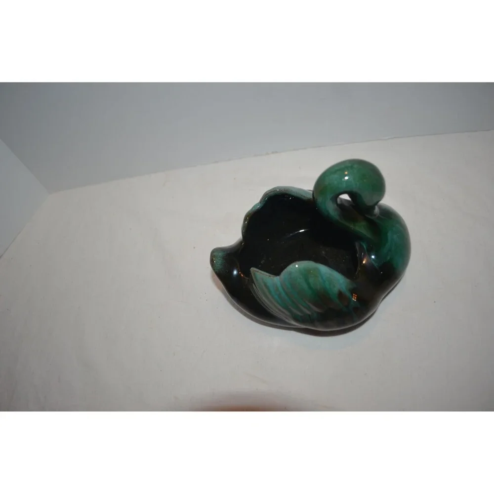 Vintage Swan Drip Glaze Planter Catch All Candy Dish